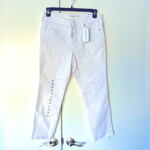 Old Navy Power Straight High Rise Raw Hem Jeans Sz 12